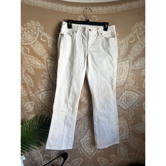 Tory Burch Women's Jeans Size 29 White Stretch Logo Straight Leg Low Rise Ankle - Picture 5 of 8